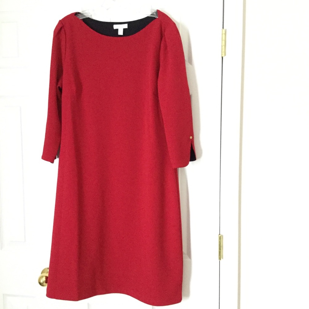 Charter Club Burgundy Dress, Size L, 3/4 sleeve